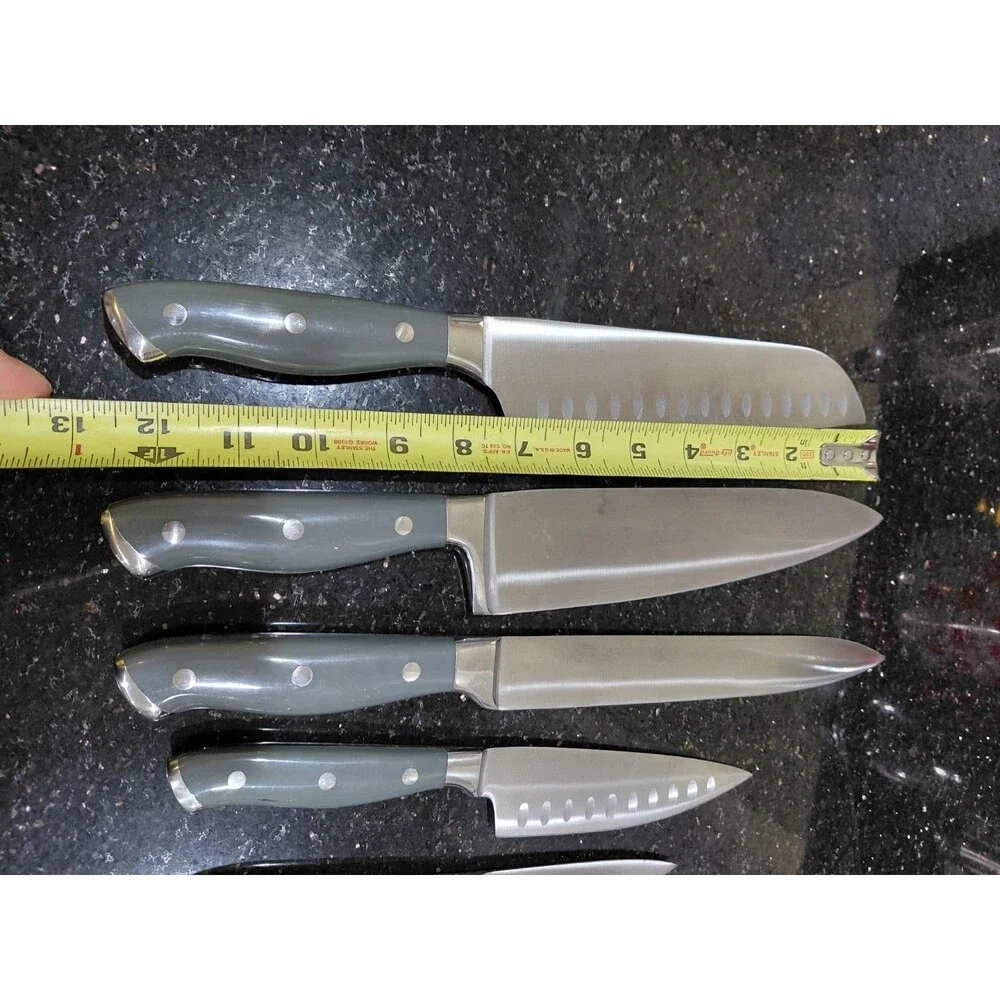 Set Of 6 Sabatier Knives Gray Rivet Handles 21D890
